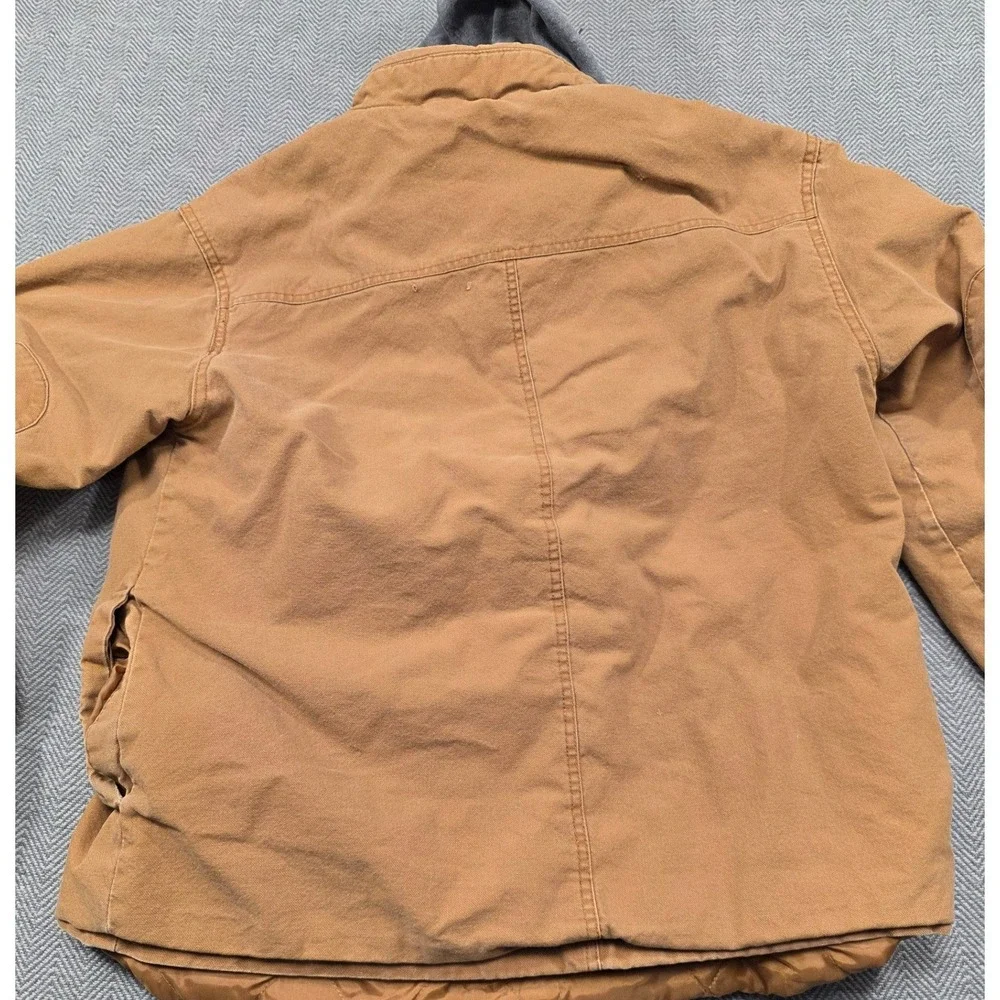 Genuine Dickies Mens Brown Canvas Hooded Shirt Jacket Quilted Lined Medium 38-40